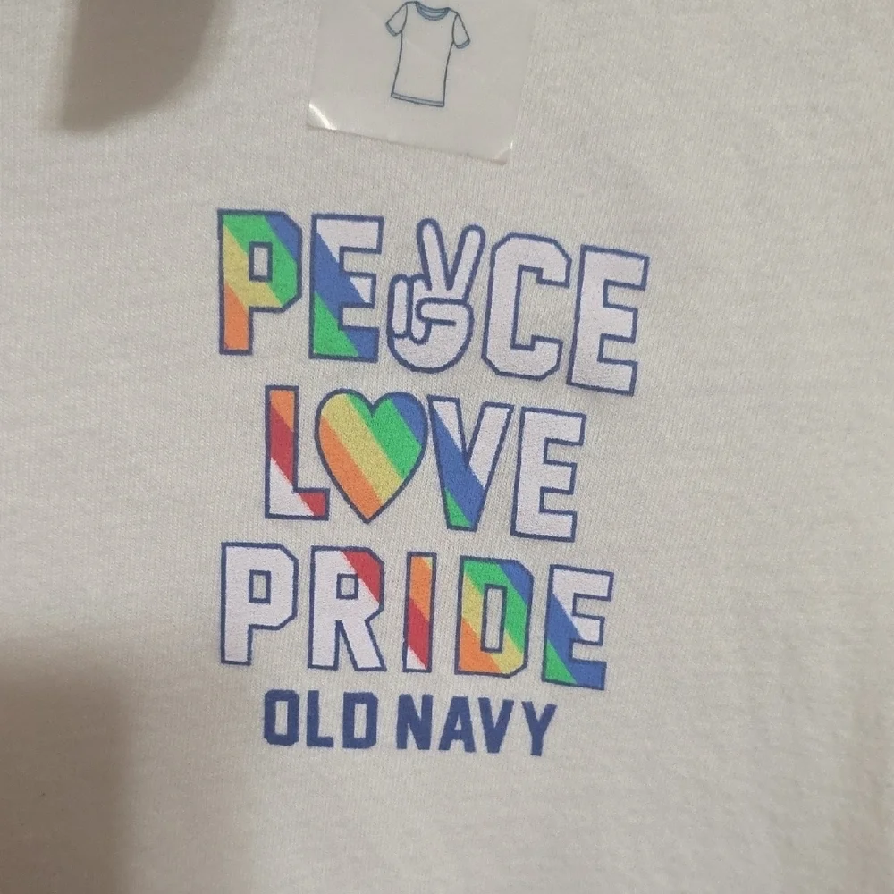 Old Navy Kids White Peace Love Pride Tee